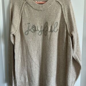 Maurices Cream Knit Sweater with 'Joyful' Script